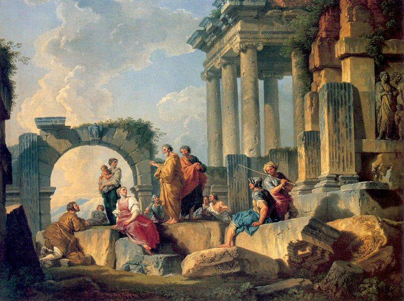 Panini, Giovanni Paolo Ruins with Scene of the Apostle Paul Preaching China oil painting art